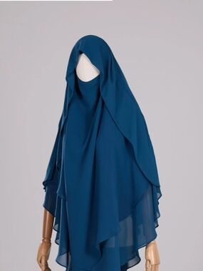 Teal Blue Butterfly Khimar